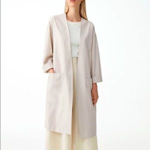 COS organic cotton collarless overcoat oversized - SIZE INFO IN DESCRIPTION